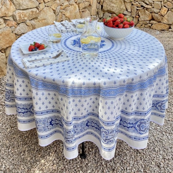 Tischdecke beschichtet rund 180 cm weiß Marat Bastide