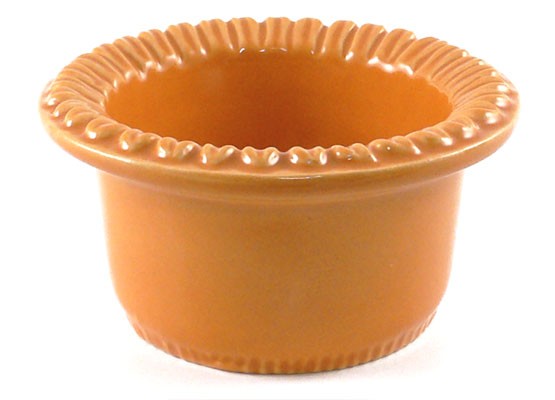 Rundes Förmchen mit Blüten 10,5 cm, Keramik emailliert orange