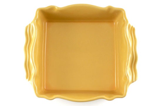 Kleine quadratische Form 17 cm, Keramik emailliert sonnengelb