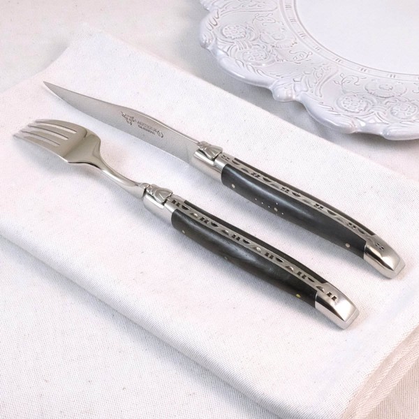 6 Premium Steakmesser Set fossile Mooreiche