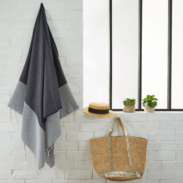 Fouta Tuch mit Wabenmuster marineblau