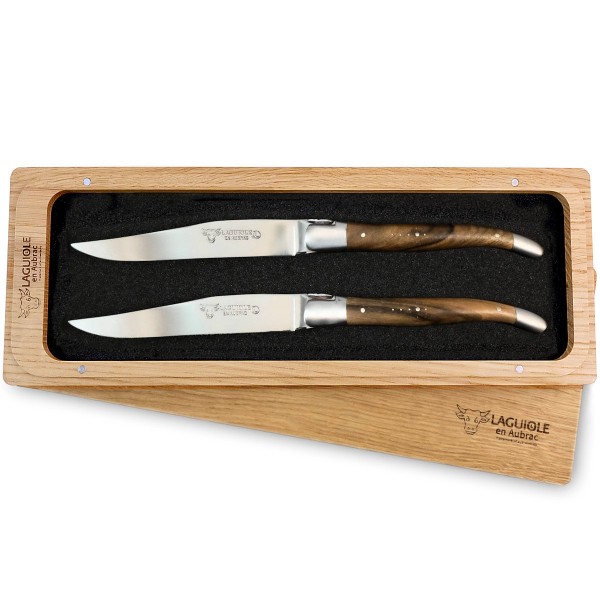 2 Premium Steakmesser Set Walnuss Wurzelholz