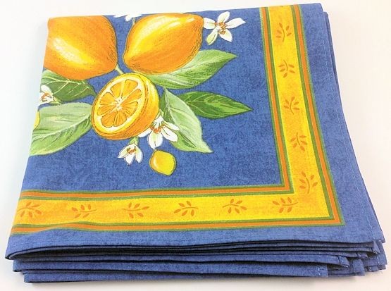 Serviette 45x45 cm blau Zitronen