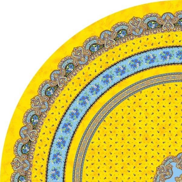 Tischdecke beschichtet rund 180 cm gelb Marat Tradition