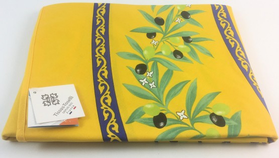 Tischdecke beschichtet rund 180 cm gelb-blau Ramatuelle Oliven