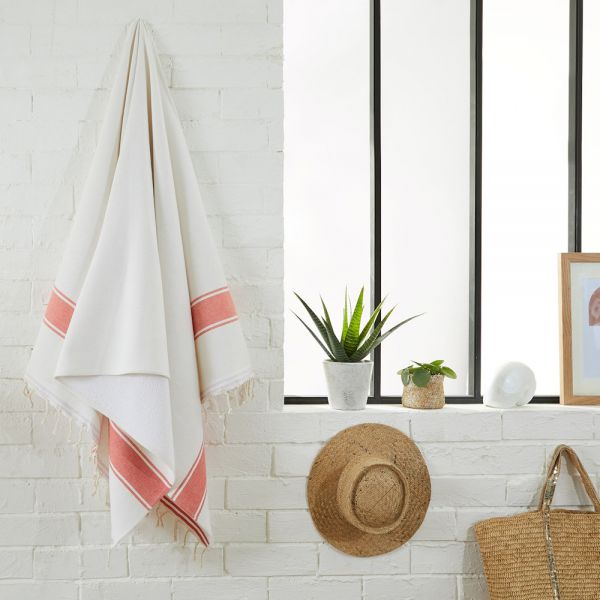 Fouta Tuch mit Frottee mandarine