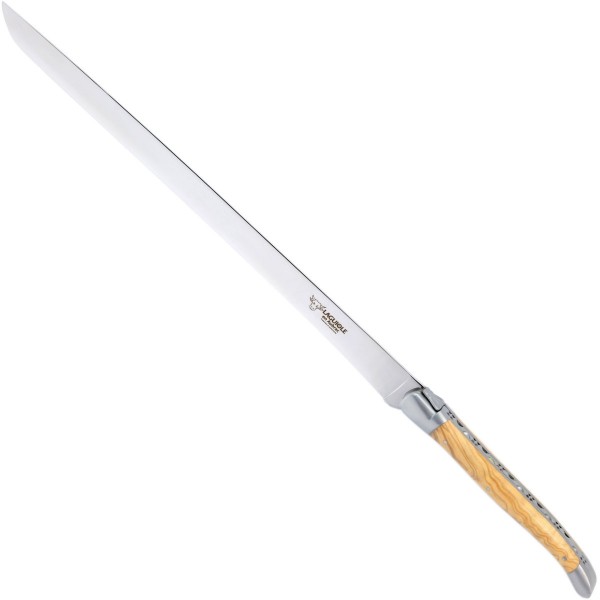 Extra langes Schinken- und Tranchiermesser Olivenholz