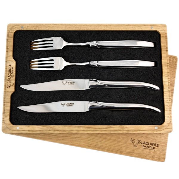 2 Premium Steakmesser und 2 Gabeln Set Stahl spülmaschinenfest