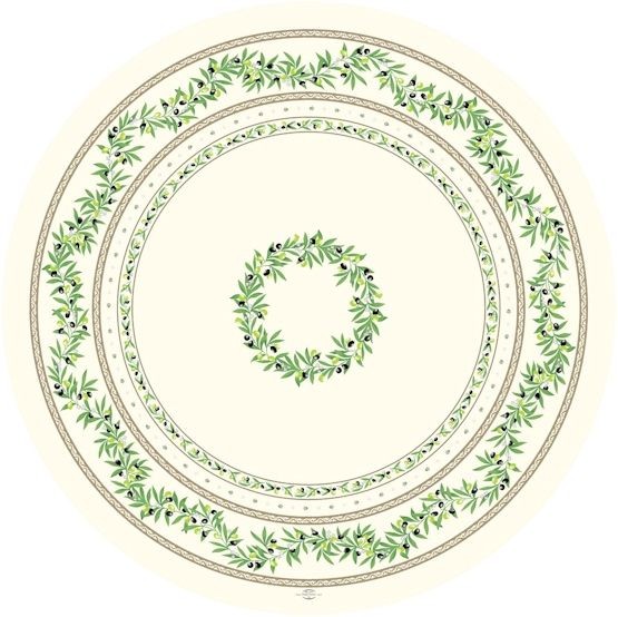 Tischdecke beschichtet rund 180 cm natur Ramatuelle Oliven