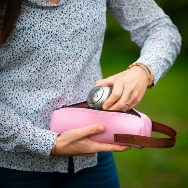Pétanque Ledertasche vegan rosa