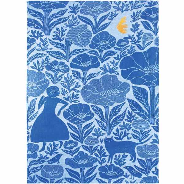 Küchentuch gewebt limitiert Jardin bleu bestickt