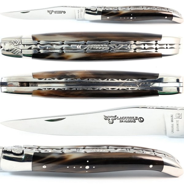 Hornspitze dunkel Doppelplatinen 12C27 Stahl