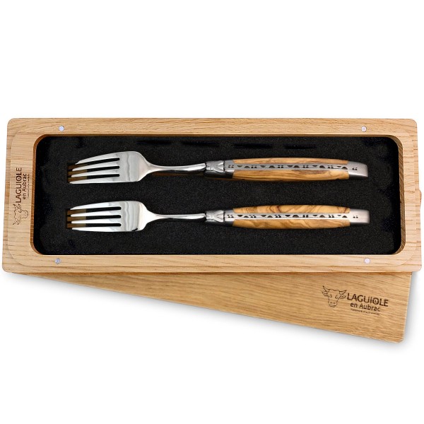 2 Premium Gabeln Set Olivenholz