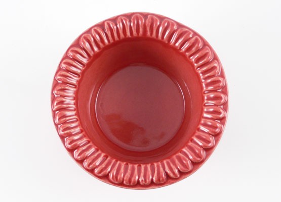 Rundes Förmchen mit Blüten 10,5 cm, Keramik emailliert rot