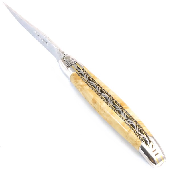 Ahorn Wurzelholz Doppelplatinen Stahl/Messing 12C27 Stahl