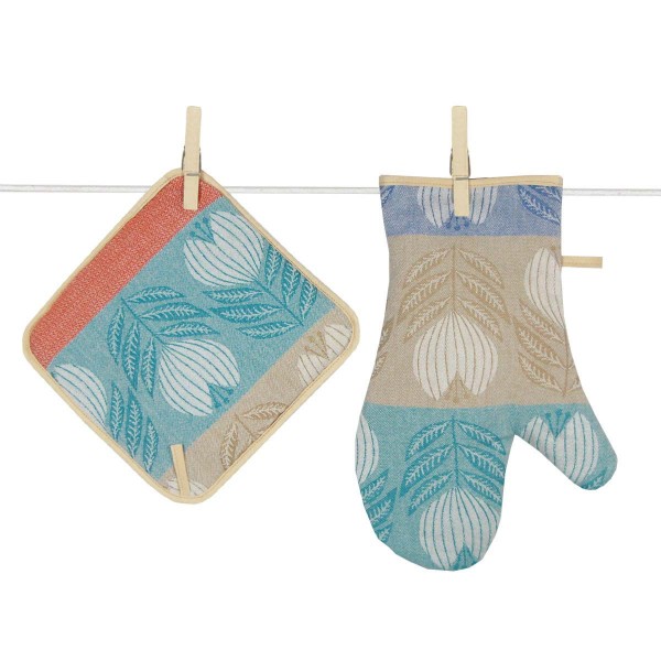 Topflappen und Handschuh gewebt Tulpen