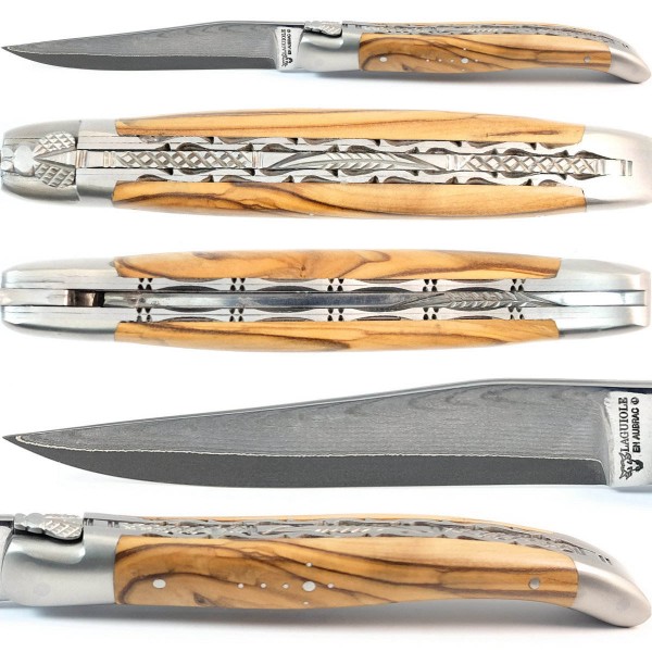 Olivenholz Doppelplatinen japanischer Damaststahl