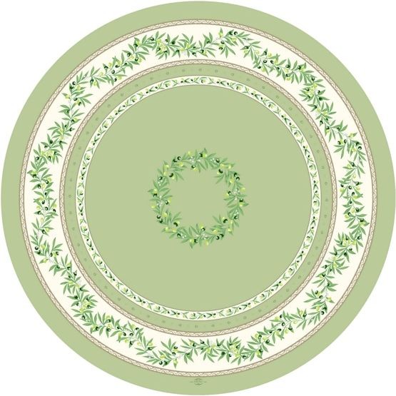 Tischdecke beschichtet rund 180 cm grün Ramatuelle Oliven