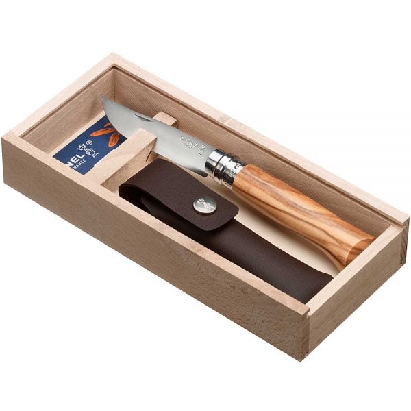 Taschenmesser No 8 Olivenholz rostfrei mit Etui