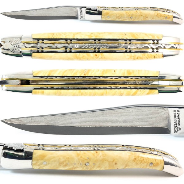 Ahorn Wurzelholz Doppelplatinen japanischer Damaststahl