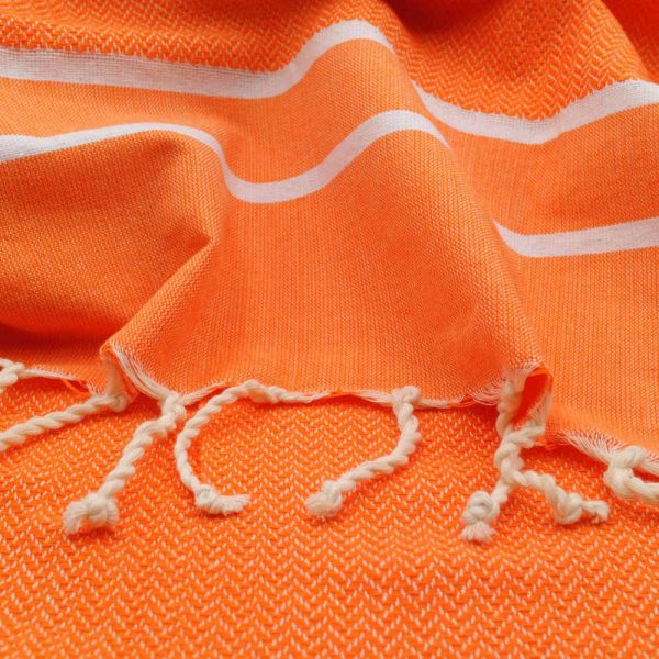 Fouta Tuch mit Fischgrätenmuster orange