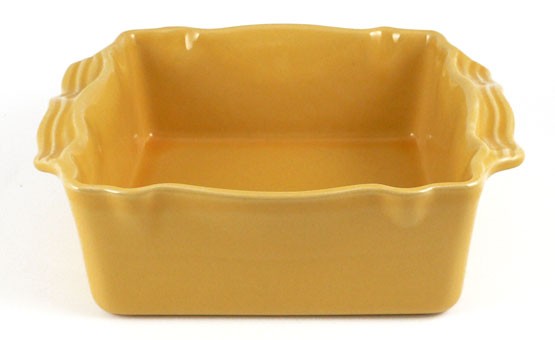 Kleine quadratische Form 17 cm, Keramik emailliert sonnengelb