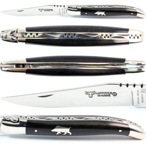 Ebenholz Zinn-Intarsie Wildschwein 12C27 Stahl