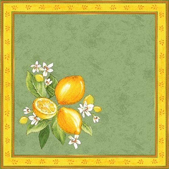 Serviette 45x45 cm grün Zitronen