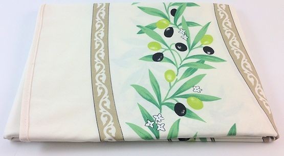 Tischdecke beschichtet rund 180 cm natur Ramatuelle Oliven