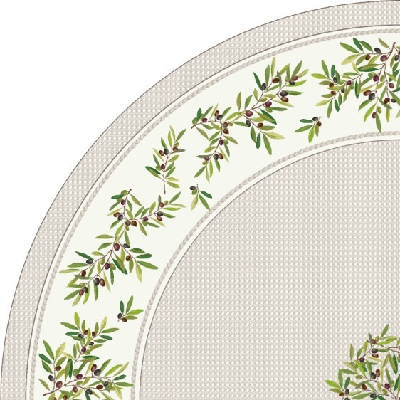 Tischdecke beschichtet rund 180 cm natur Nyons Oliven