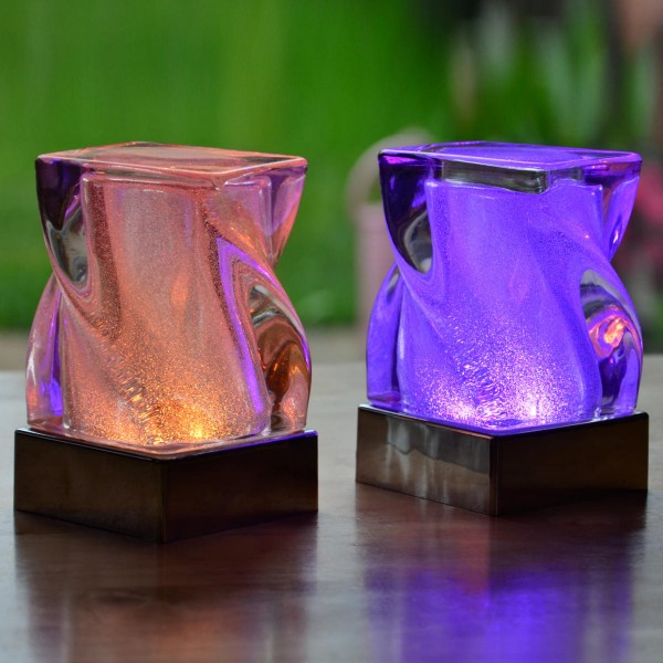 2er Set kabellose Leuchten Curve mit FB mehrfarbig für innen und außen