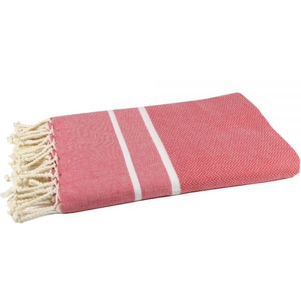 Fouta Tuch mit Fischgrätenmuster orientrot