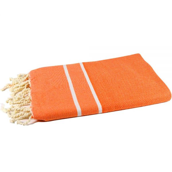 Fouta Tuch mit Fischgrätenmuster orange