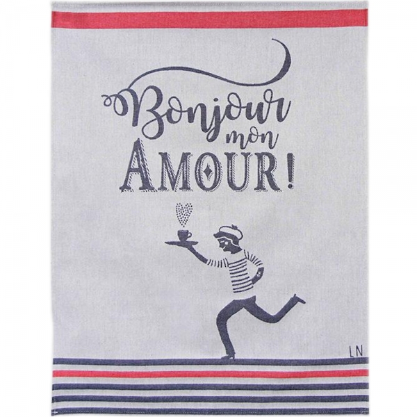 Küchentuch gewebt limitiert Bonjour mon amour