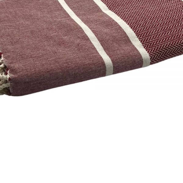 Fouta Tuch mit Fischgrätenmuster burgund