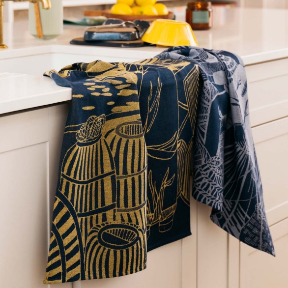 Küchentuch gewebt limitiert Fischer mit Reusen